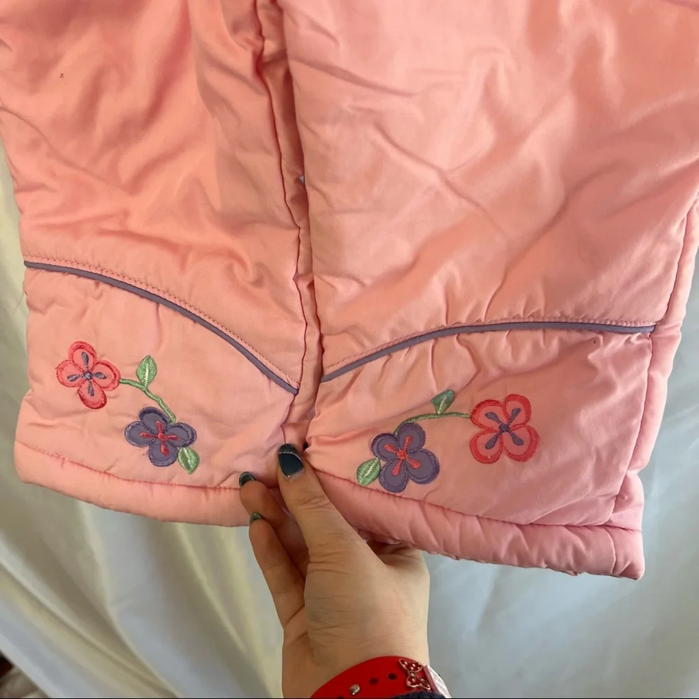 London Fog Pink Snow Suit Floral Design, size 18M